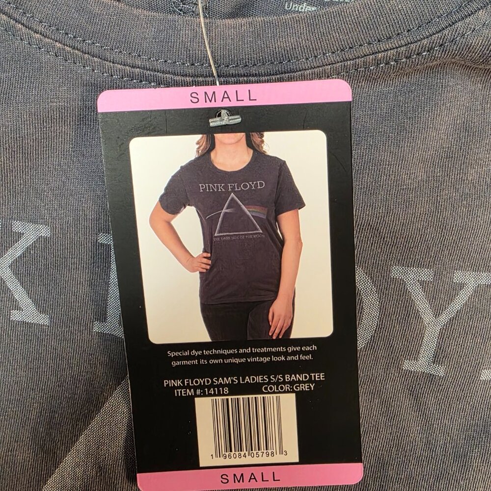 Pink Floyd Dark Side of the Moon Shirt Ladies Grey Vintage Wash Band Tee S/M - Picture 5 of 8